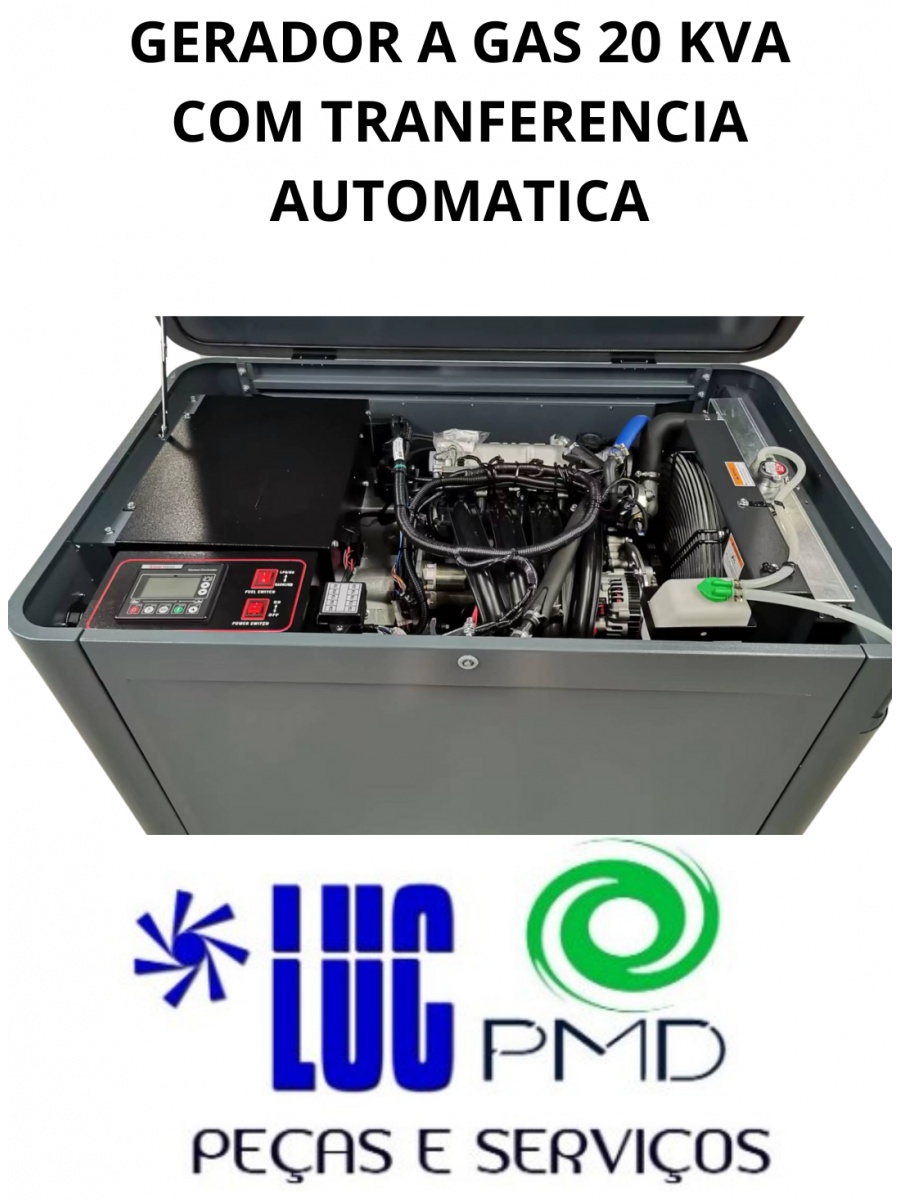 GERADOR A GAS 20 KVA COM TRANFERENCIA AUTOMATICA GERADOR A GAS 20 KVA COM TRANFERENCIA AUTOMATICA